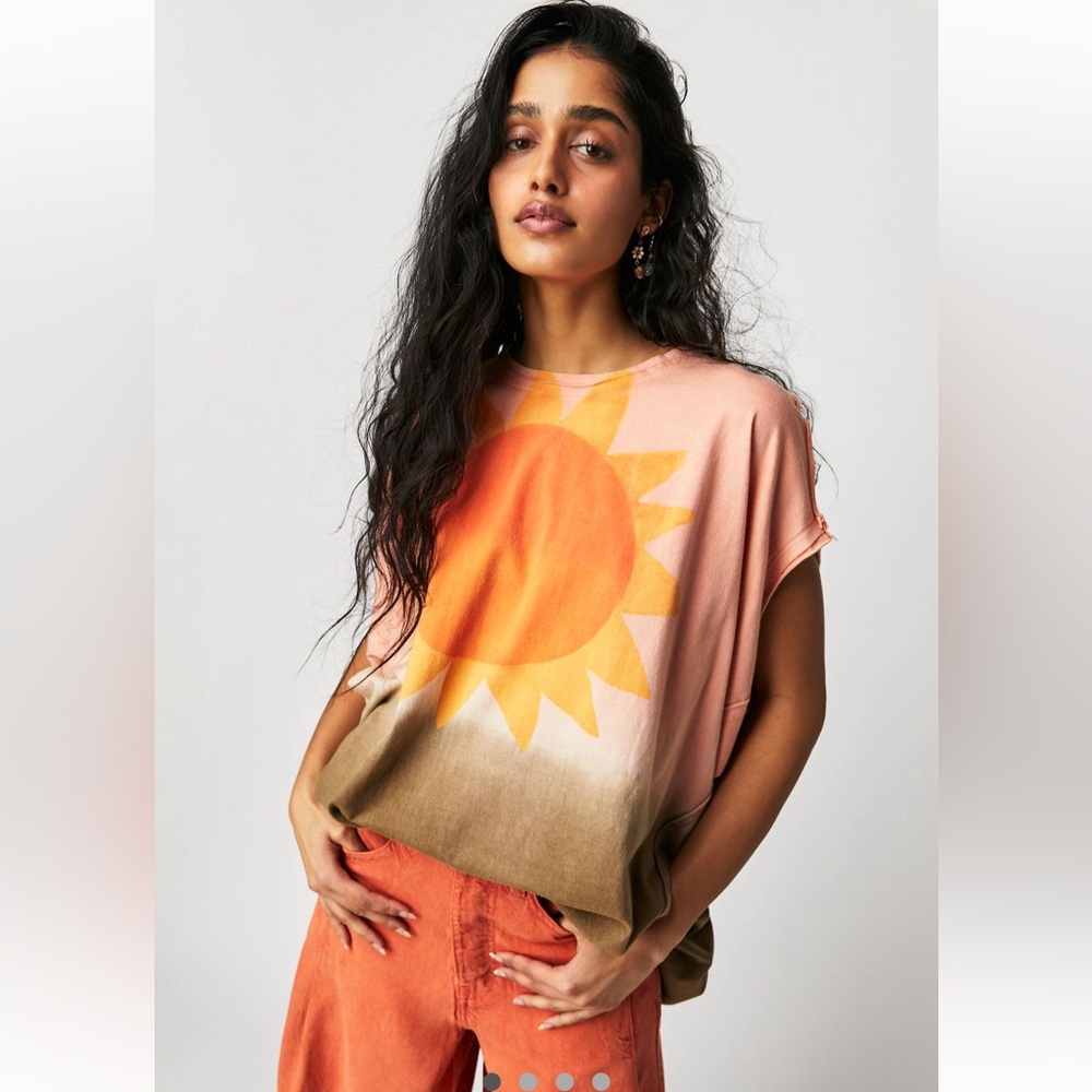 We The Free Sunflower Ombre Tee - Orange and Green